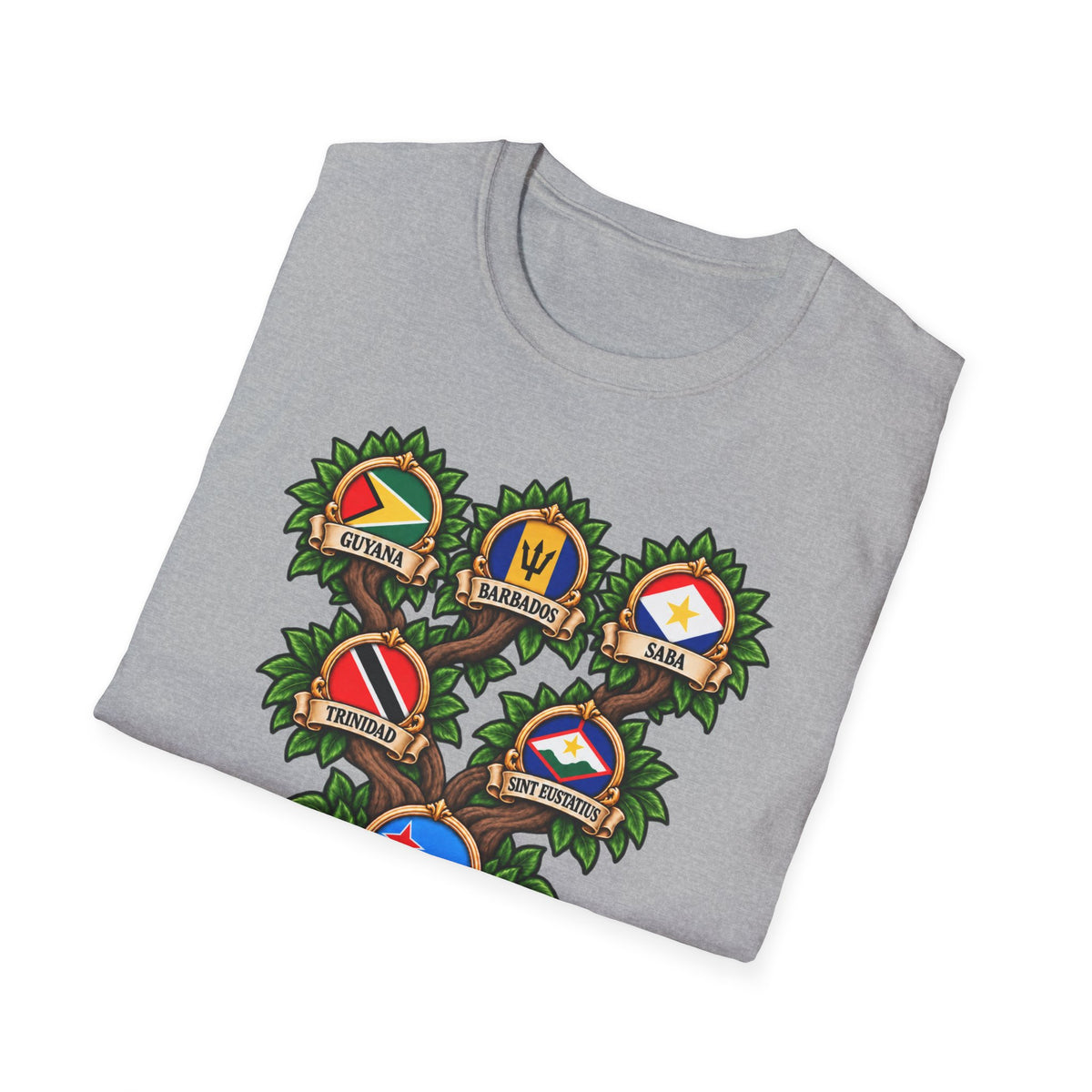 Personalized Family Roots T-Shirt — Custom Ancestry Tree With Flags