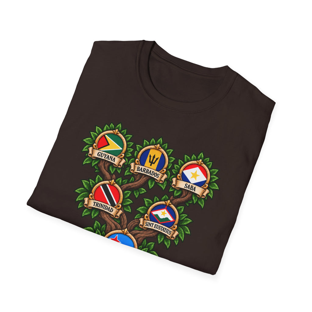Personalized Family Roots T-Shirt — Custom Ancestry Tree With Flags