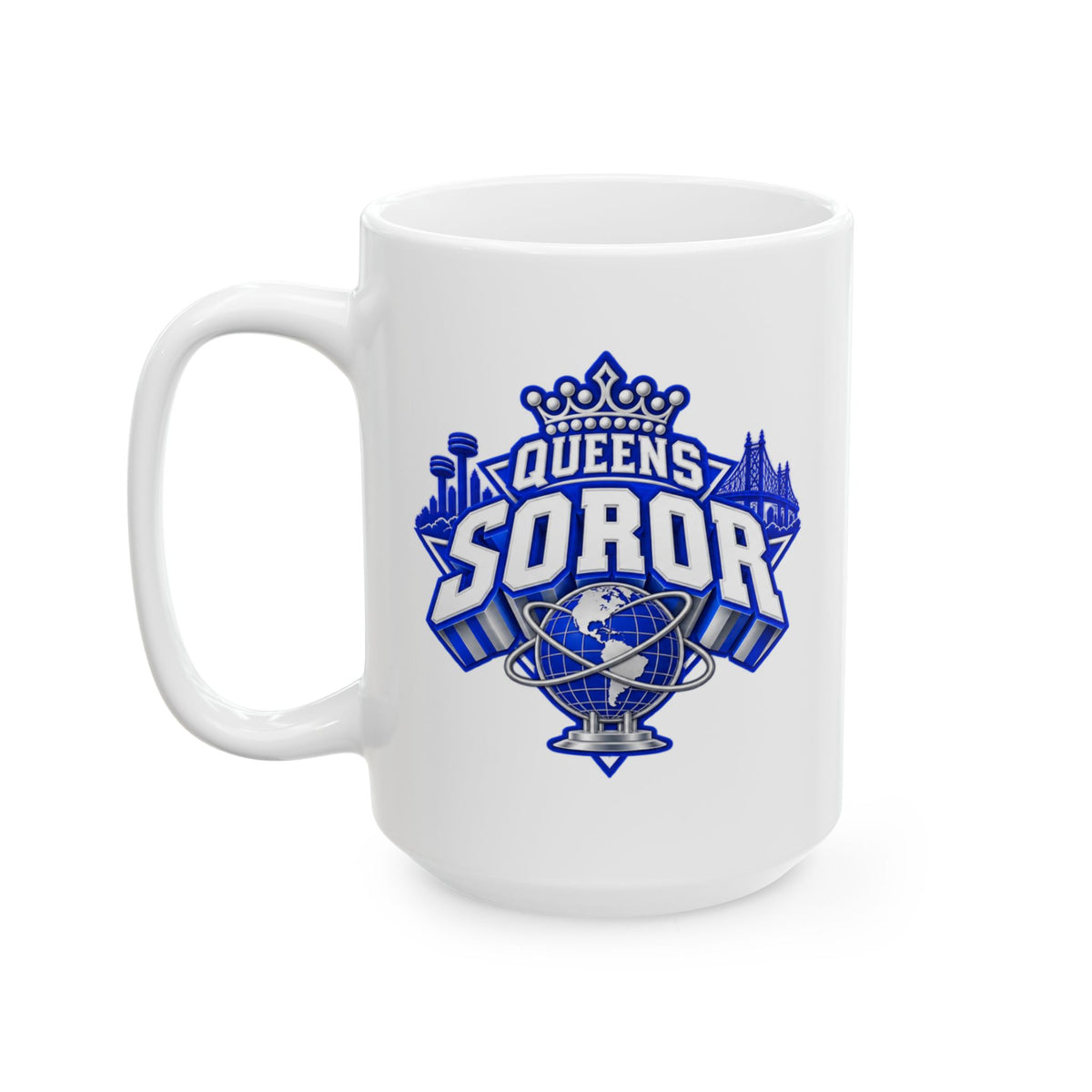 Ceramic Mug — Queens Soror (Blue & White) Coffee Cup (11oz & 15oz)