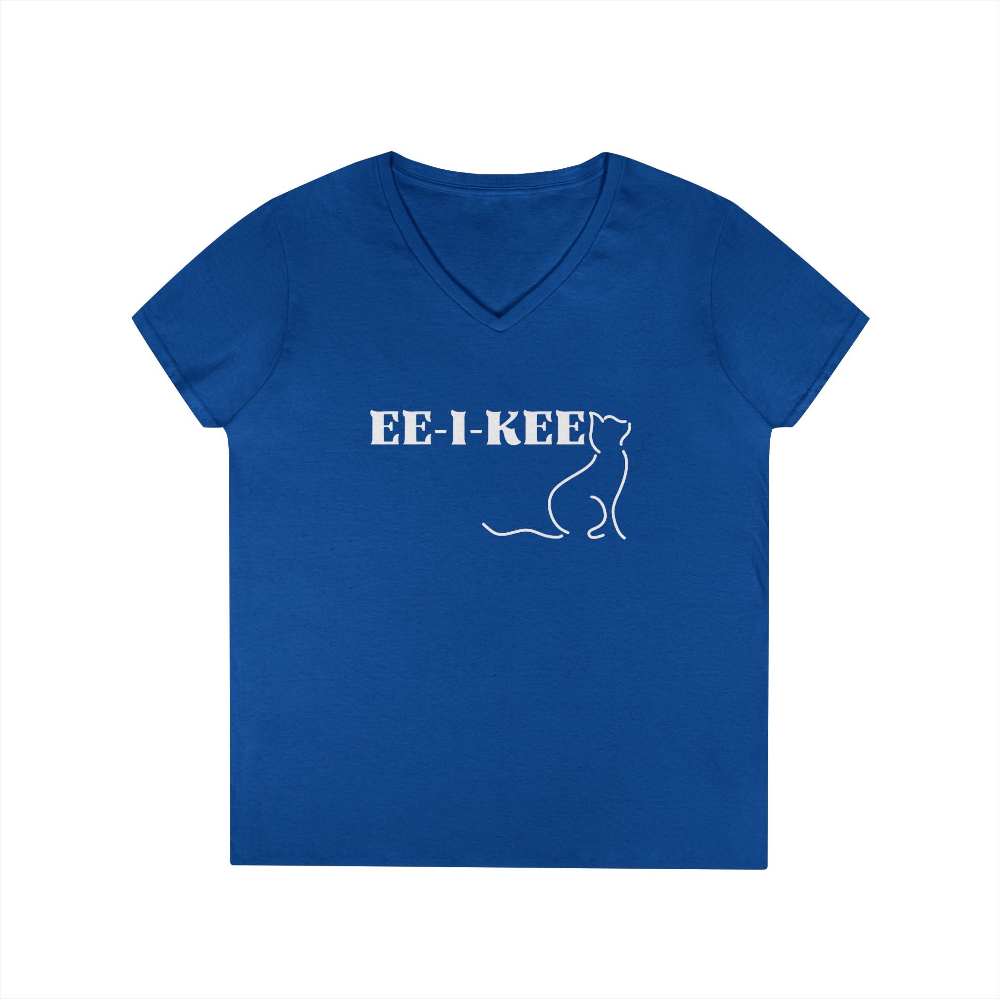 EE-I-KEE Cat V-Neck Tee — Minimalist Line Art Cat Shirt for Women