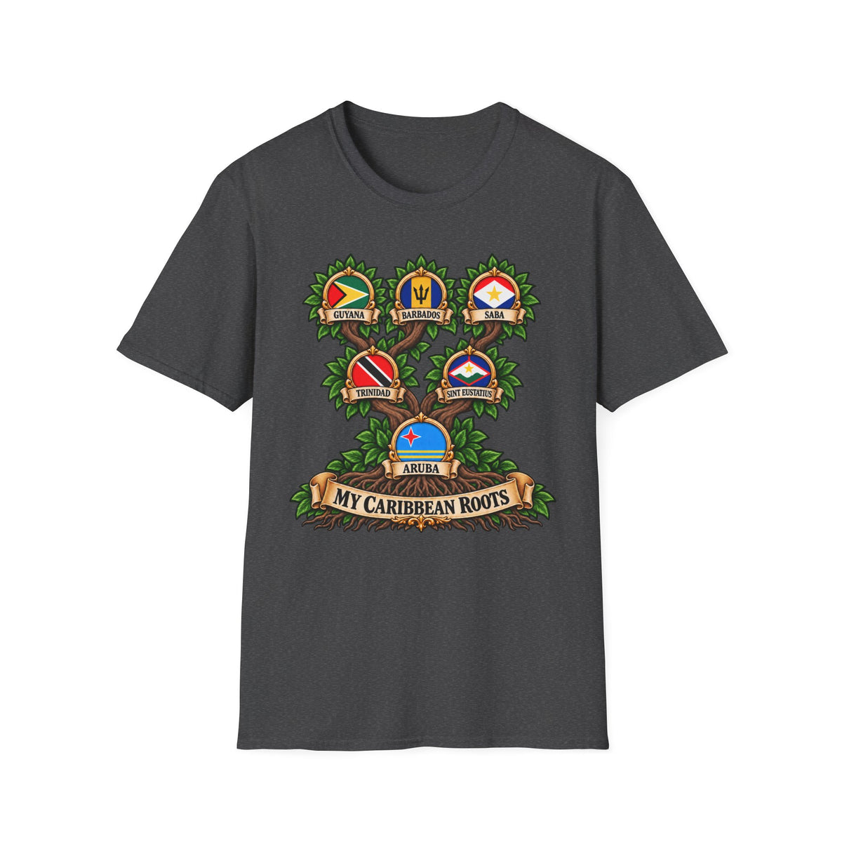 Personalized Family Roots T-Shirt — Custom Ancestry Tree With Flags