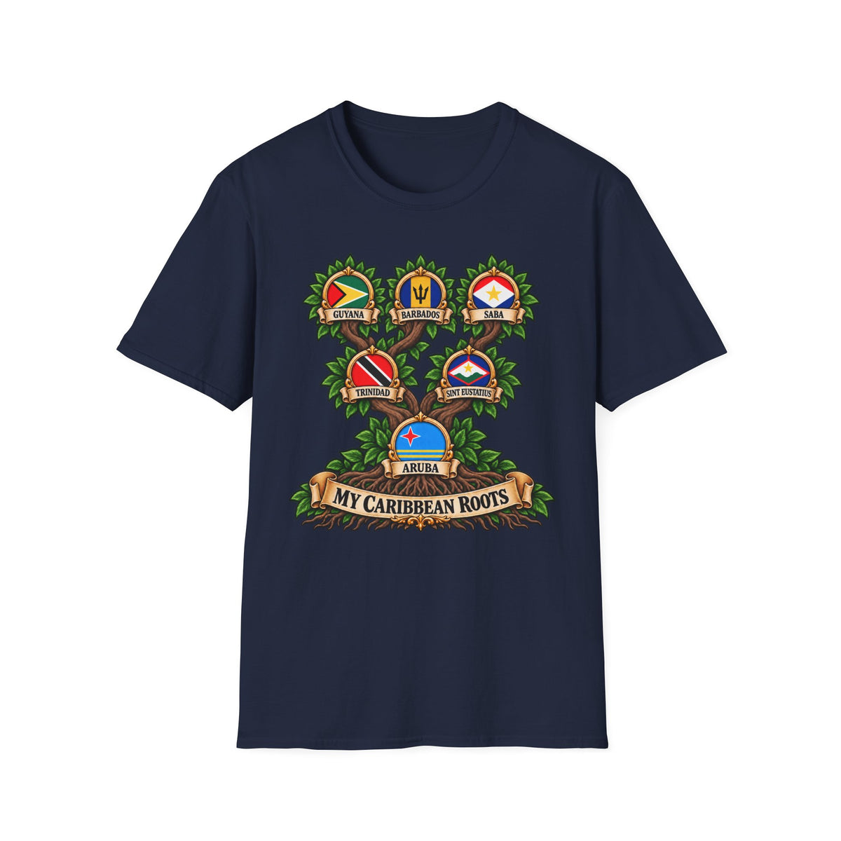 Personalized Family Roots T-Shirt — Custom Ancestry Tree With Flags