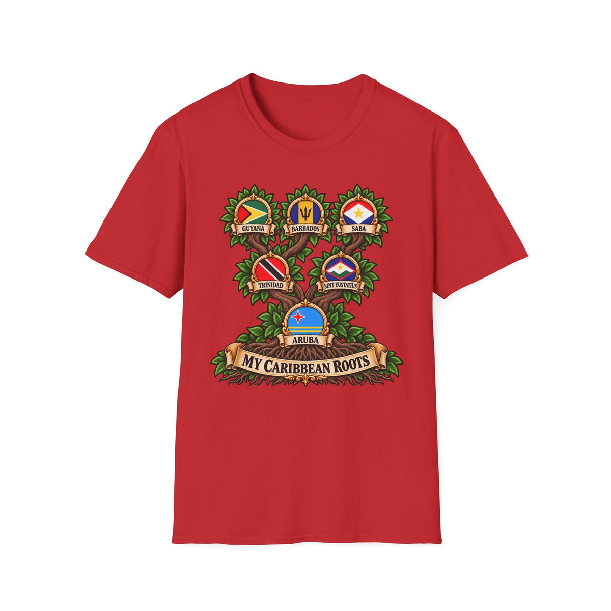Personalized Family Roots T-Shirt — Custom Ancestry Tree With Flags