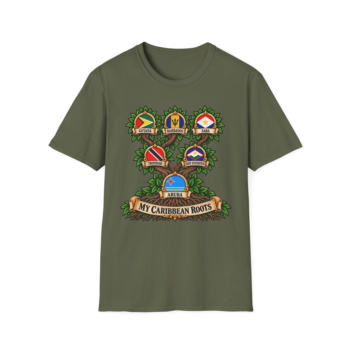 Personalized Family Roots T-Shirt — Custom Ancestry Tree With Flags