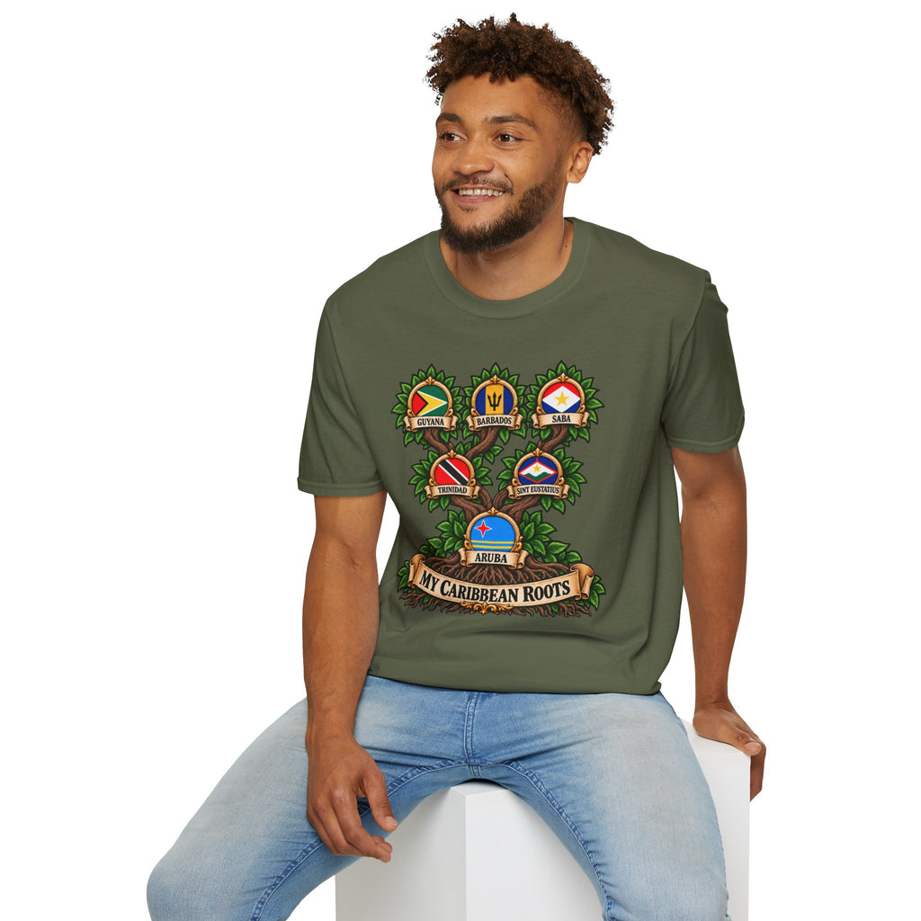 Personalized Family Roots T-Shirt — Custom Ancestry Tree With Flags