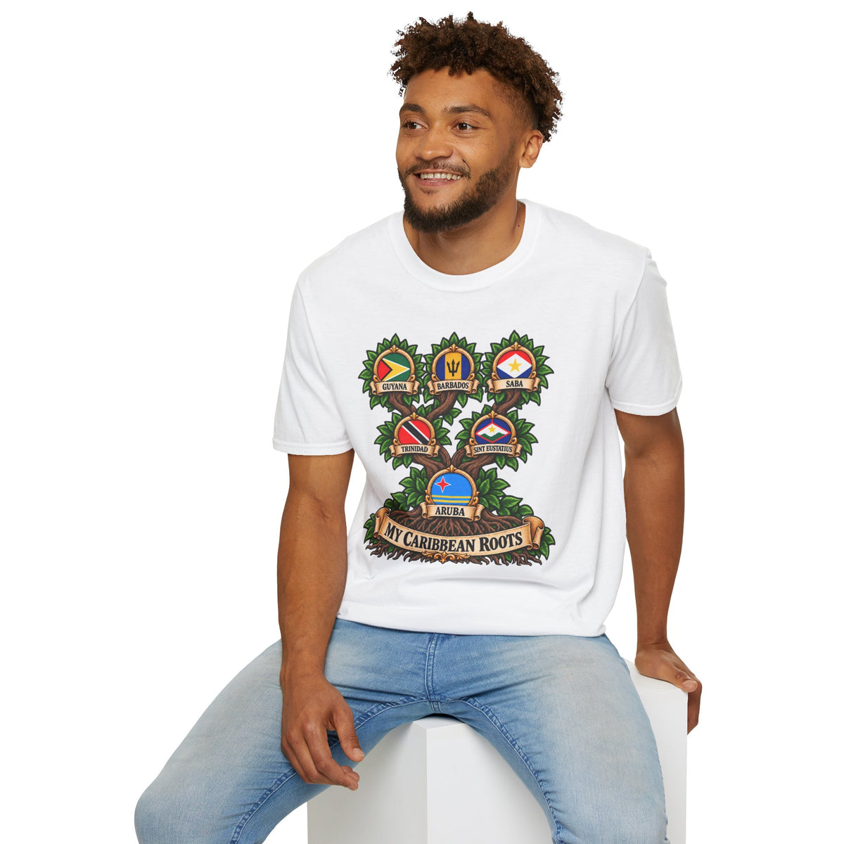 Personalized Family Roots T-Shirt — Custom Ancestry Tree With Flags