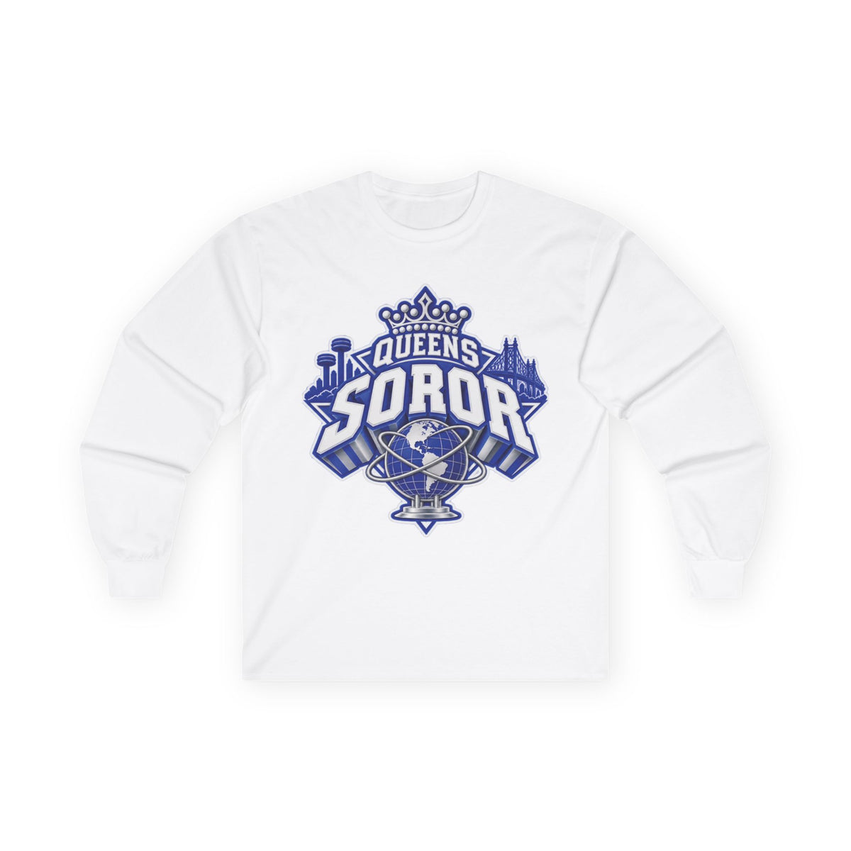 Queens Soror Long Sleeve Tee — Greek Sisterhood Crown Design