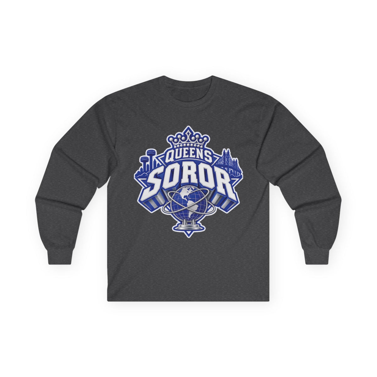 Queens Soror Long Sleeve Tee — Greek Sisterhood Crown Design