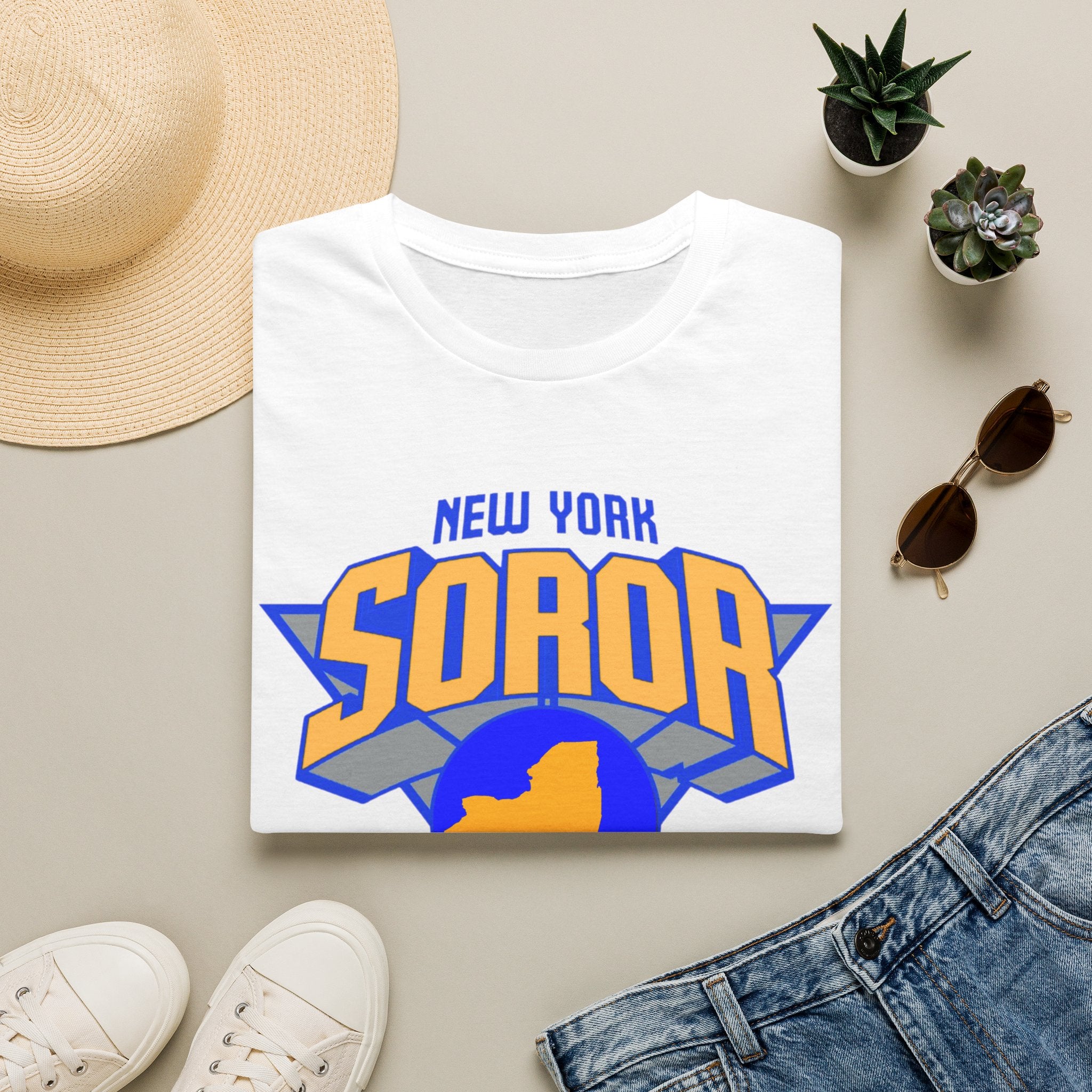 New York Soror B-Ball Themed T-Shirt (Blue and Gold)