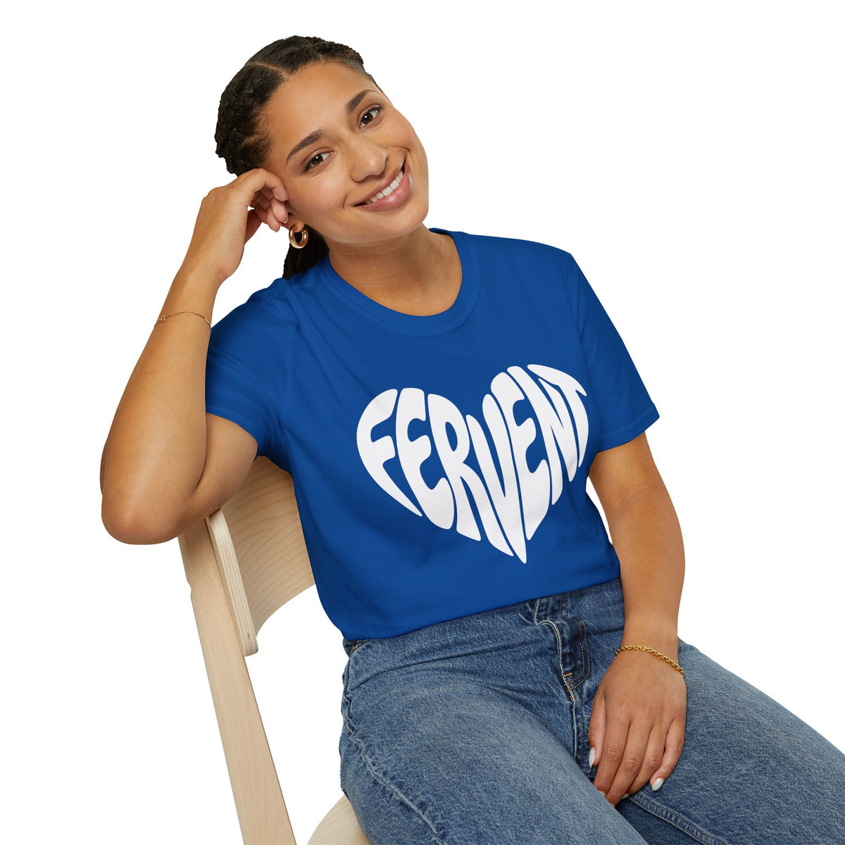 Fervent Heart T-Shirt — Bold Blue Retro Typography Tee