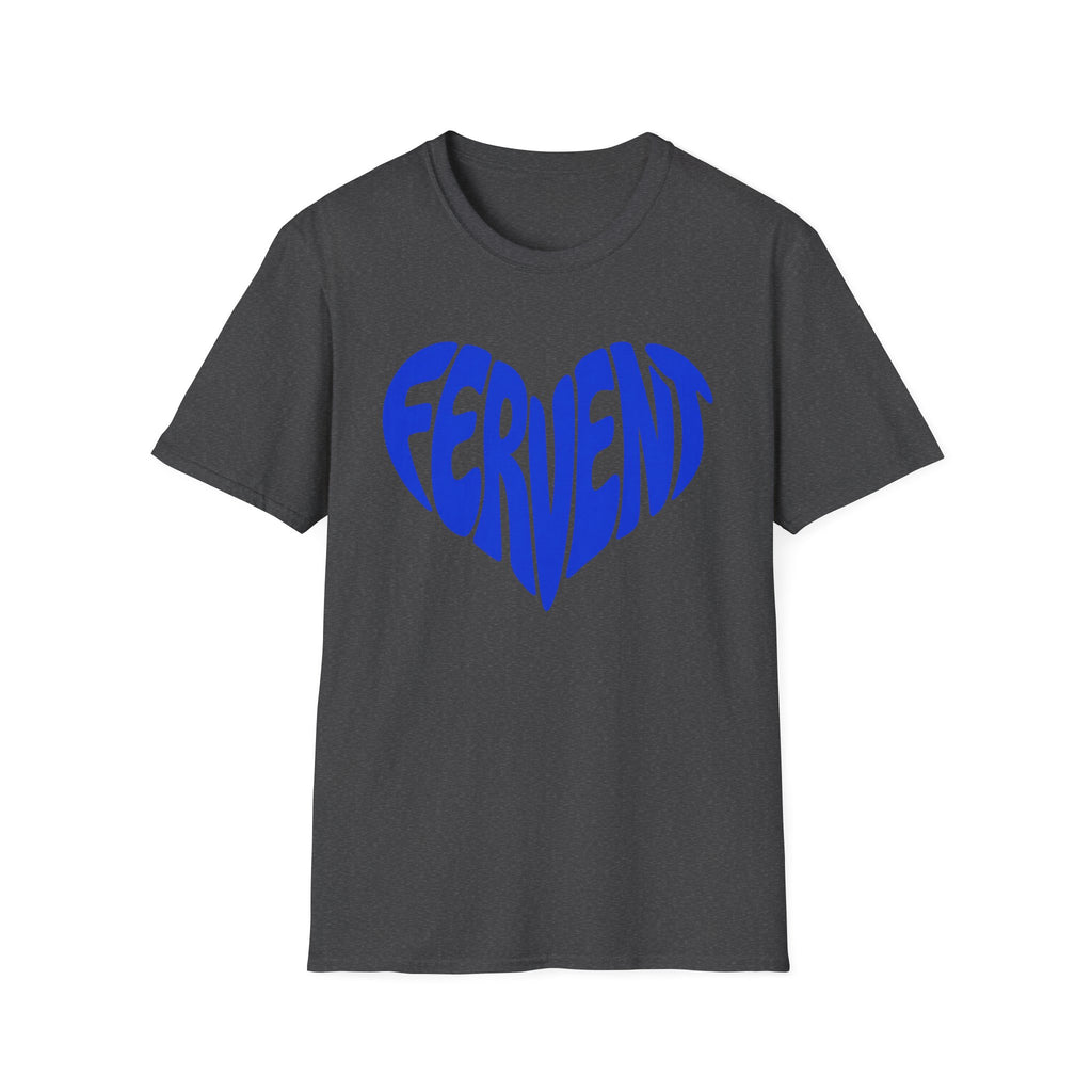 Fervent Heart T-Shirt — Bold Blue Retro Typography Tee