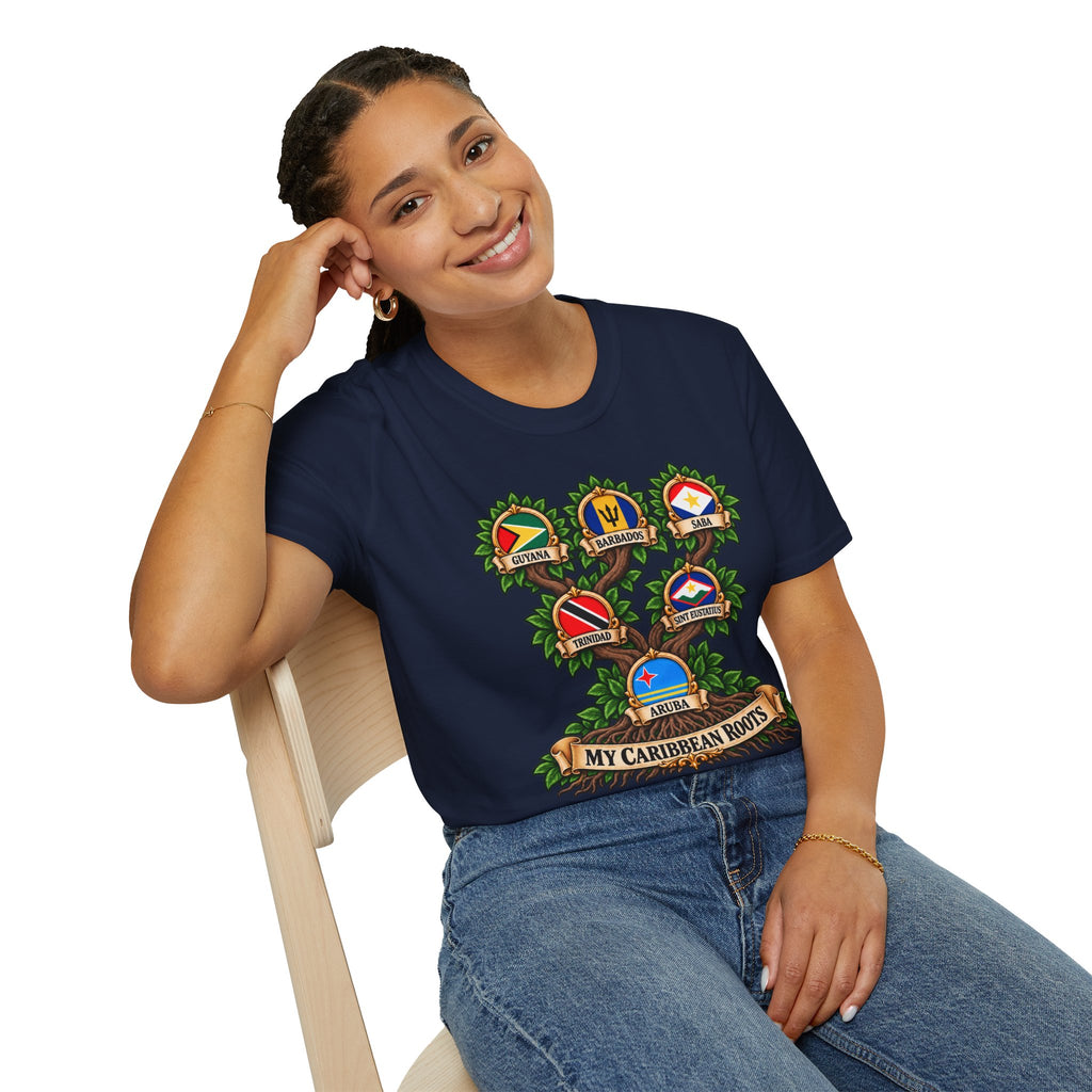 Personalized Family Roots T-Shirt — Custom Ancestry Tree With Flags