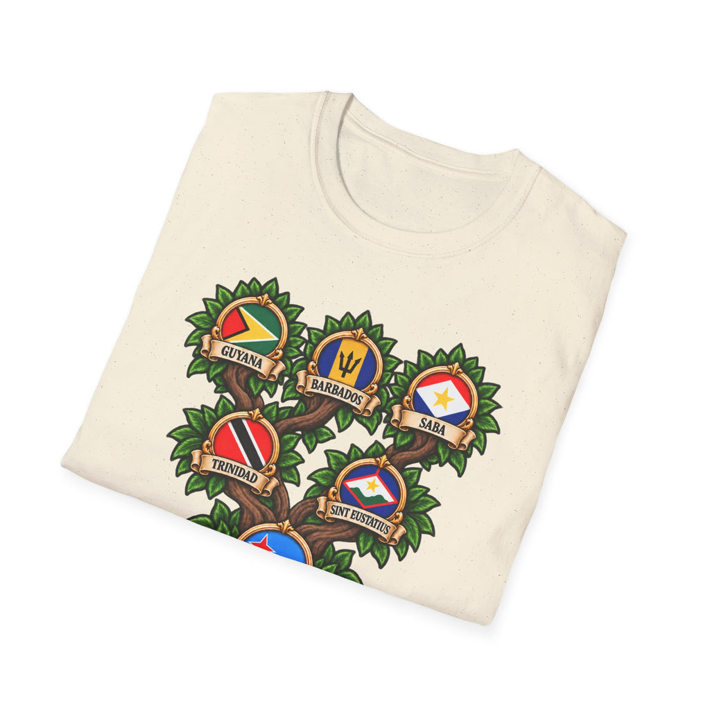 Personalized Family Roots T-Shirt — Custom Ancestry Tree With Flags