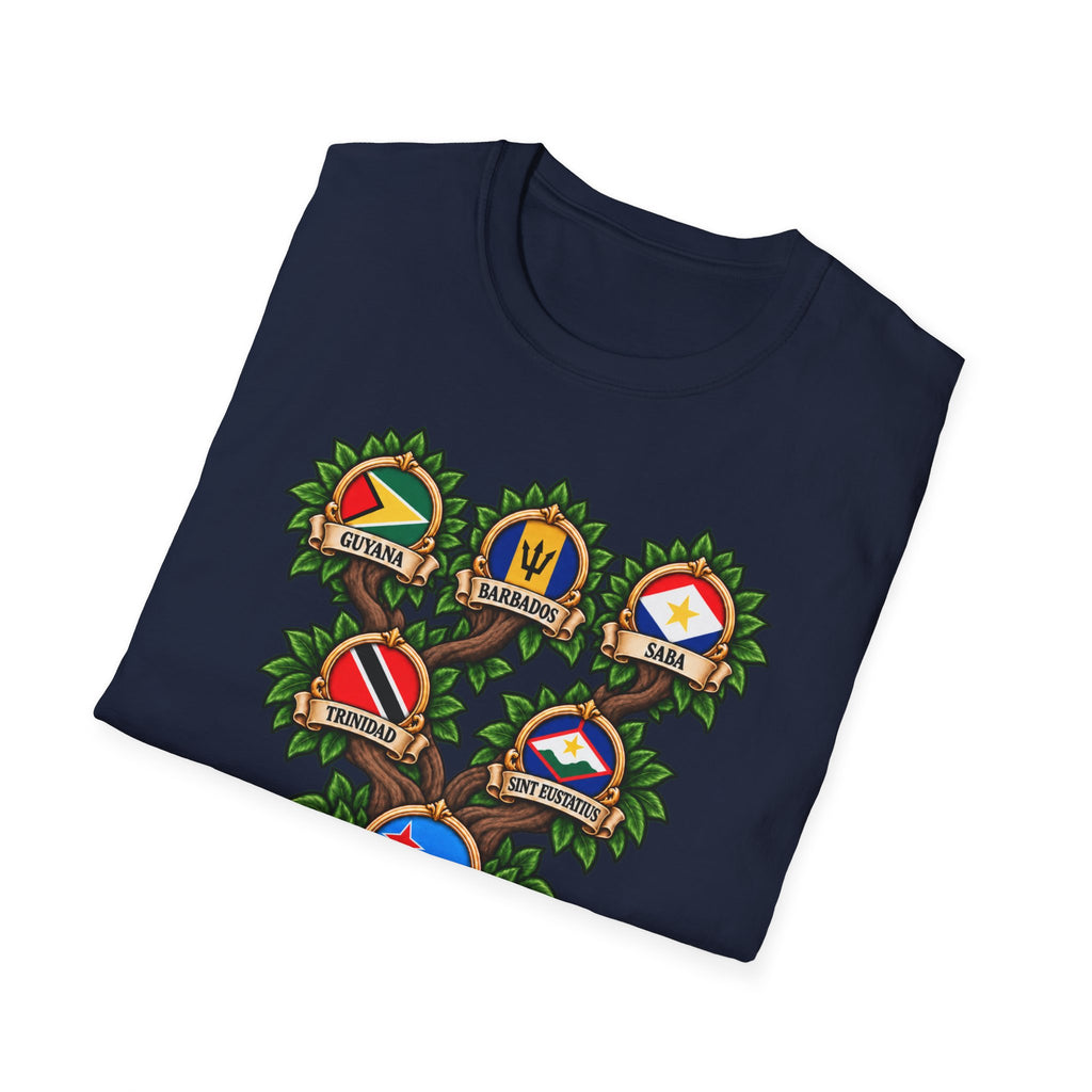 Personalized Family Roots T-Shirt — Custom Ancestry Tree With Flags