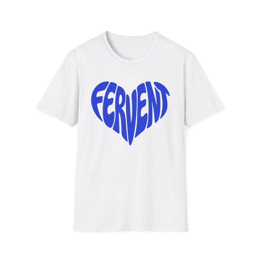 Fervent Heart T-Shirt — Bold Blue Retro Typography Tee