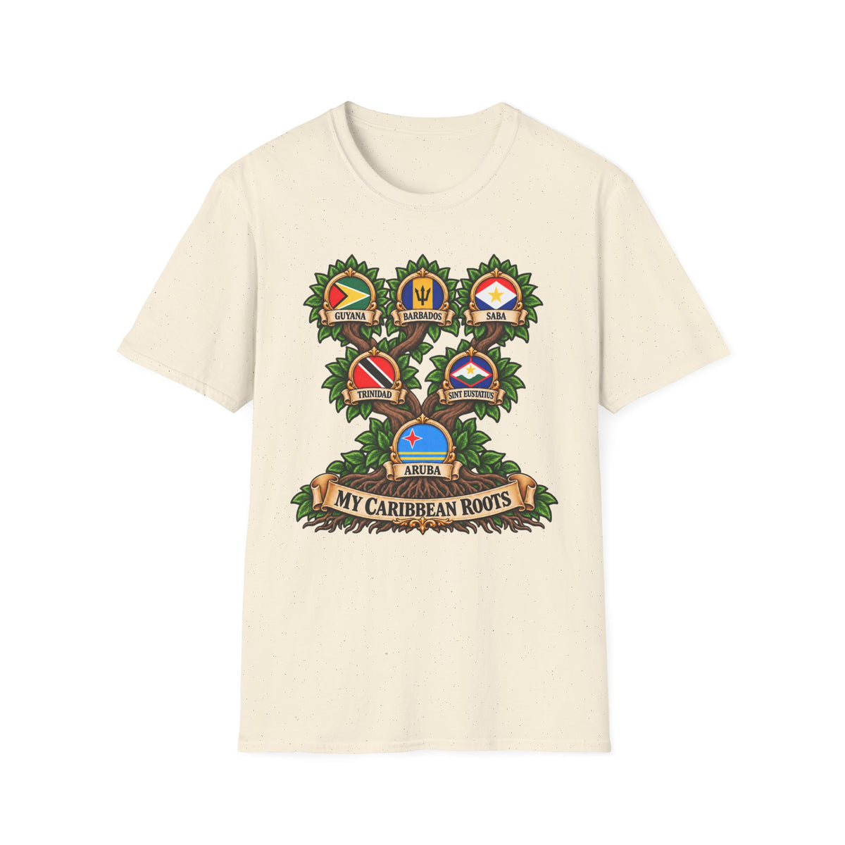 Personalized Family Roots T-Shirt — Custom Ancestry Tree With Flags