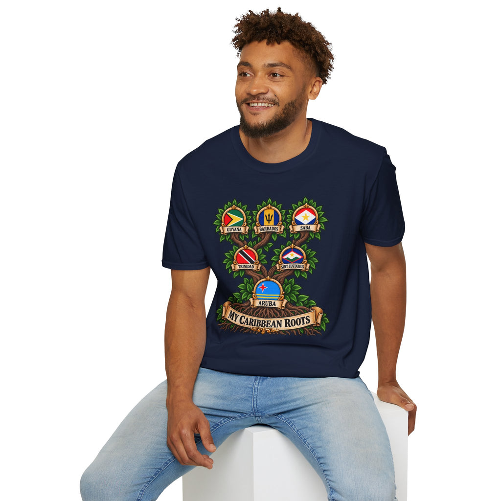 Personalized Family Roots T-Shirt — Custom Ancestry Tree With Flags