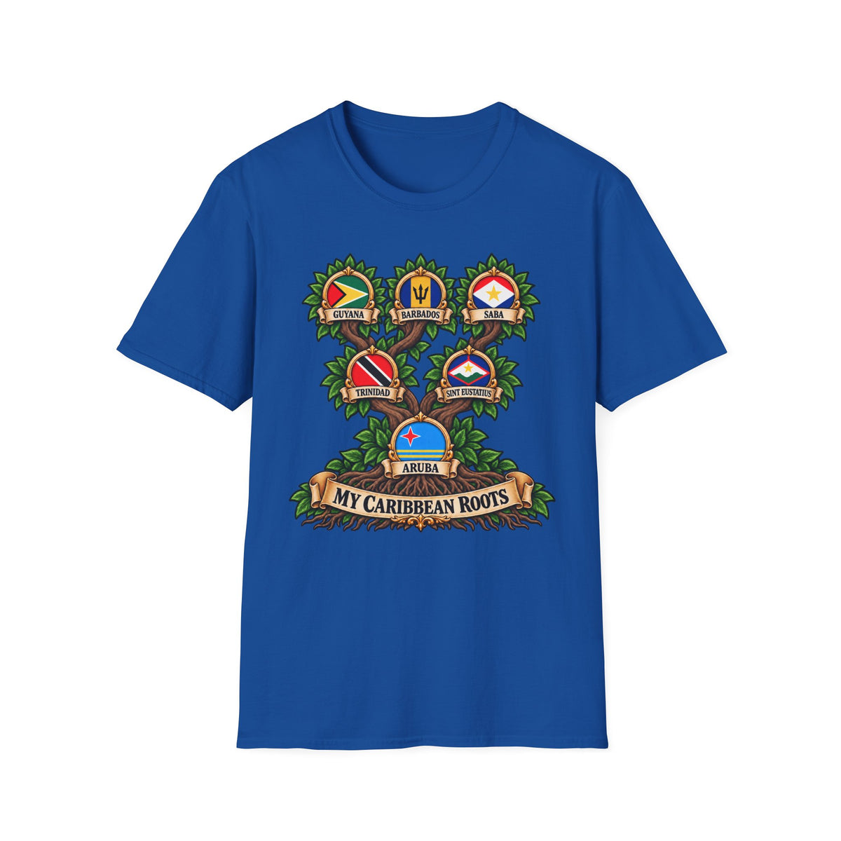 Personalized Family Roots T-Shirt — Custom Ancestry Tree With Flags