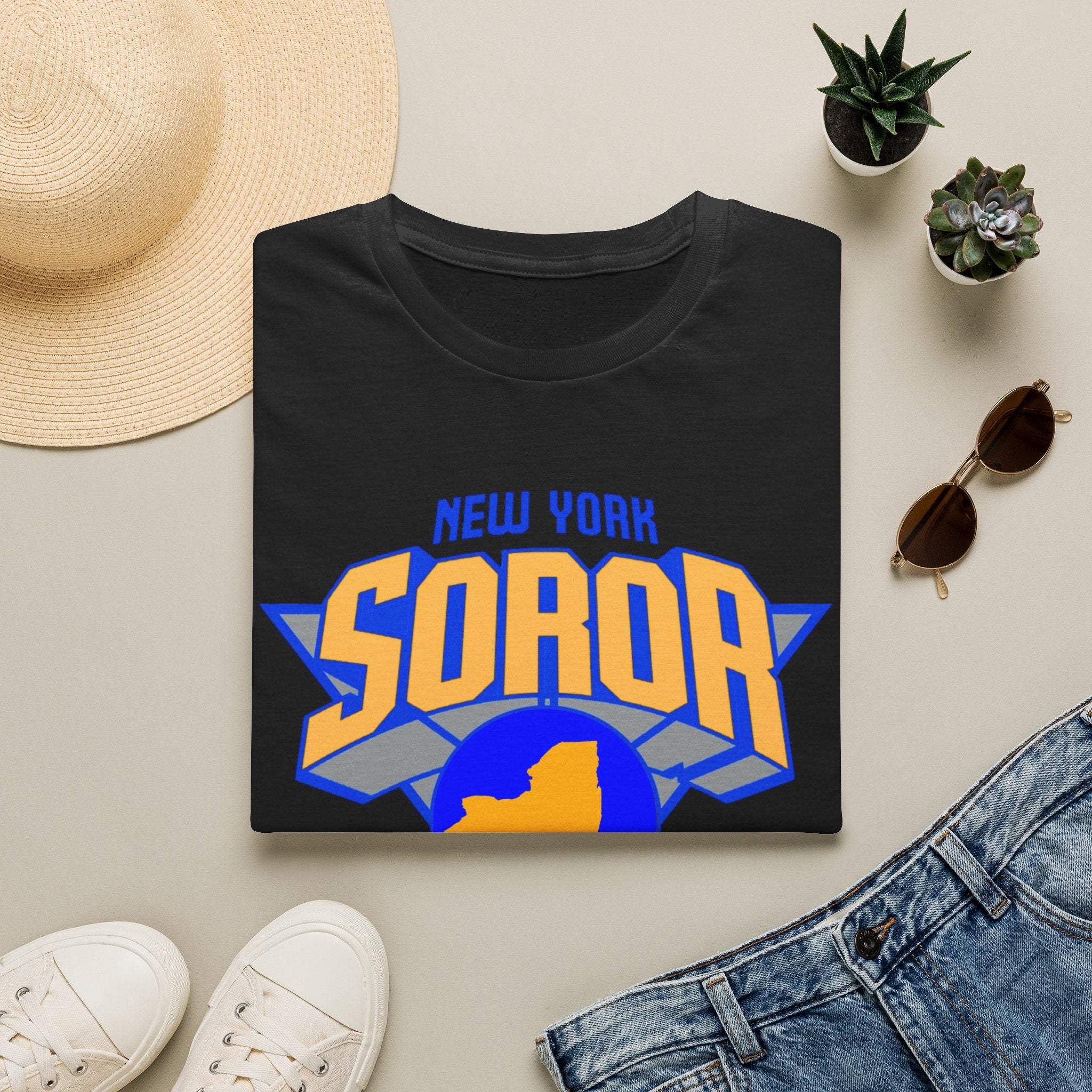 New York Soror B-Ball Themed T-Shirt (Blue and Gold)