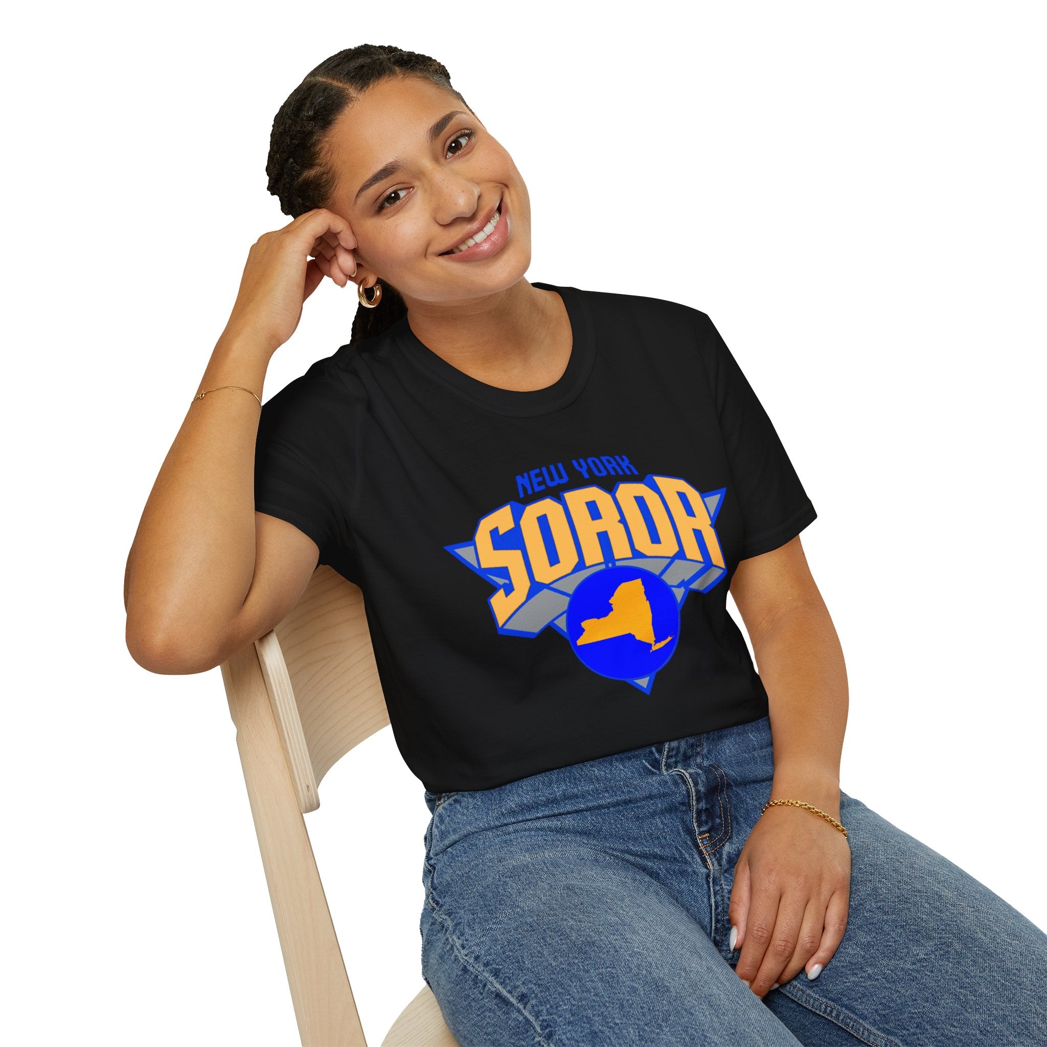 New York Soror B-Ball Themed T-Shirt (Blue and Gold)