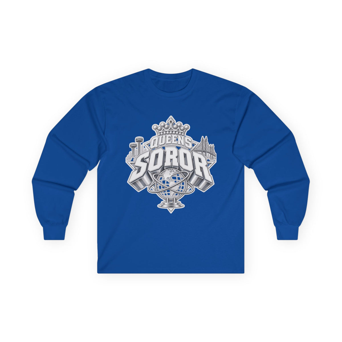 Queens Soror Long Sleeve Tee — Greek Sisterhood Crown Design