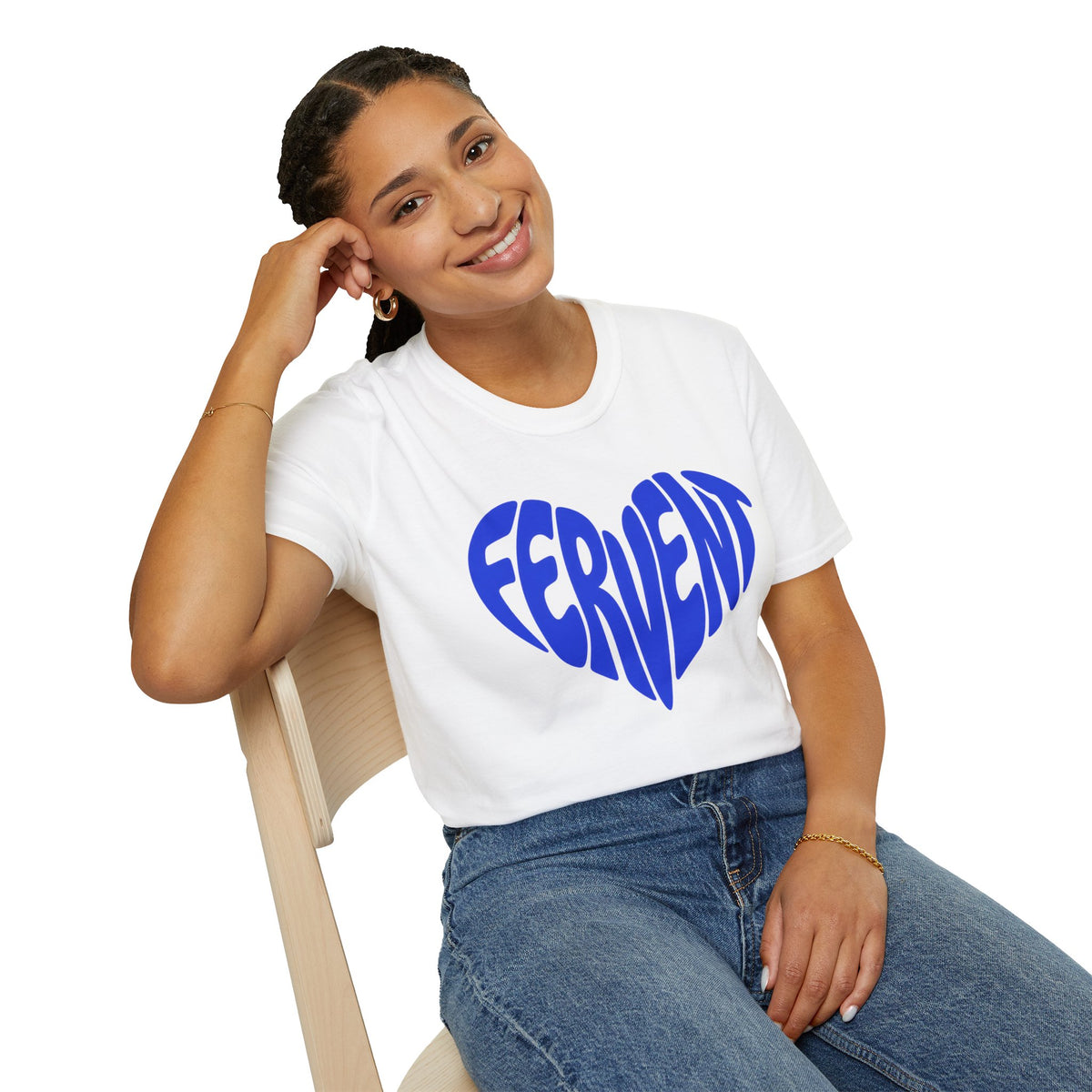 Fervent Heart T-Shirt — Bold Blue Retro Typography Tee