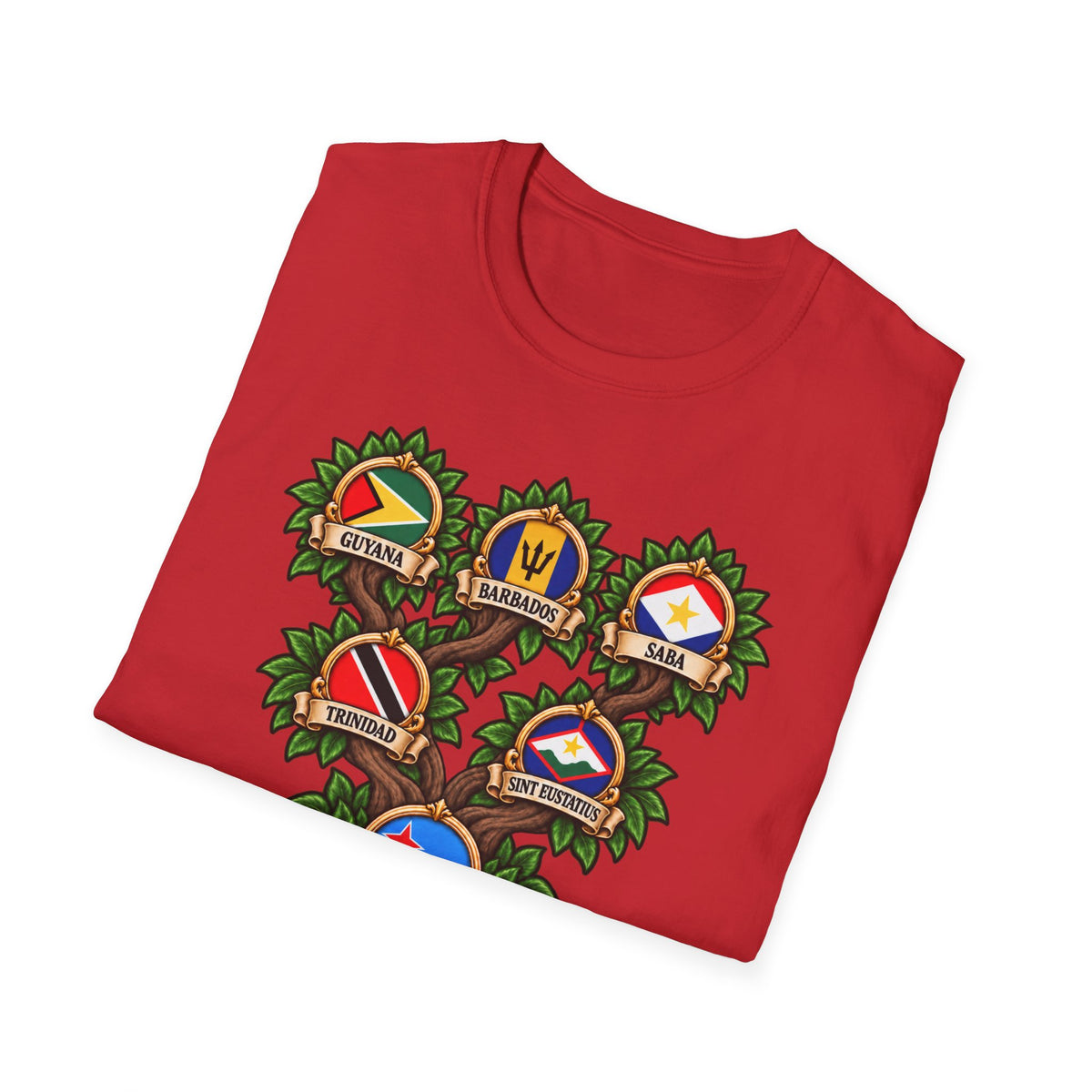 Personalized Family Roots T-Shirt — Custom Ancestry Tree With Flags