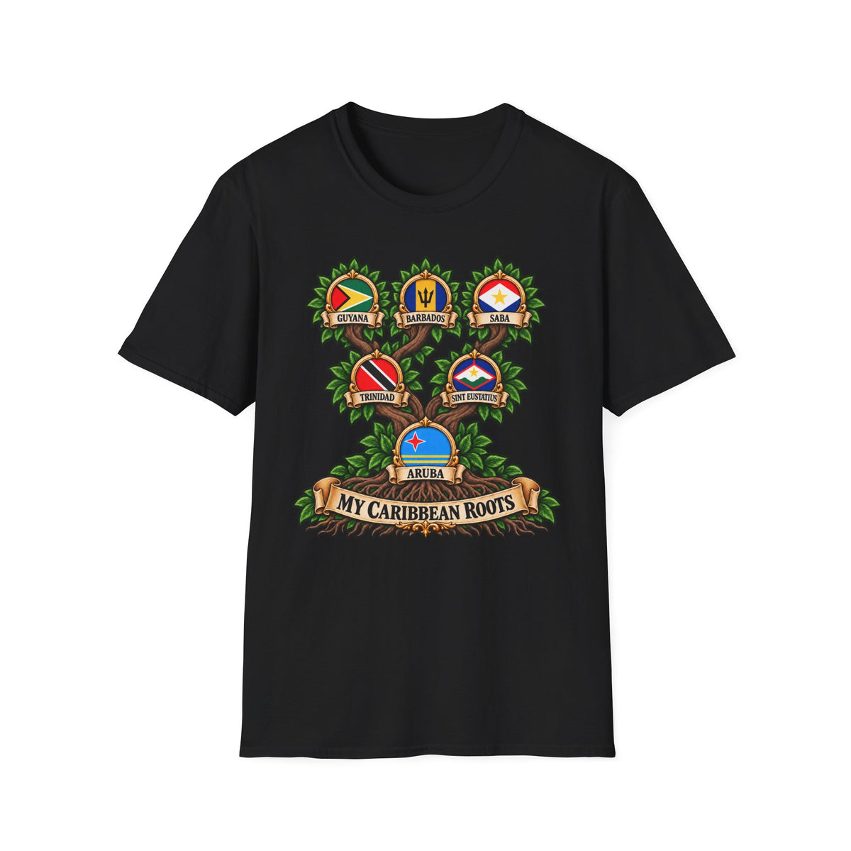 Personalized Family Roots T-Shirt — Custom Ancestry Tree With Flags