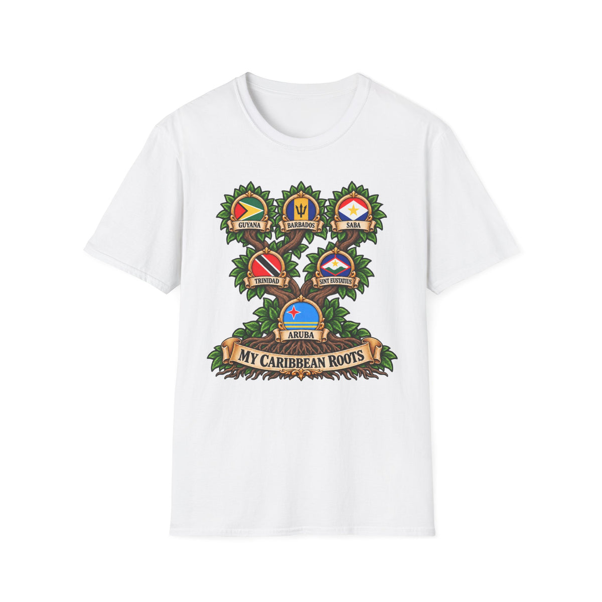 Personalized Family Roots T-Shirt — Custom Ancestry Tree With Flags