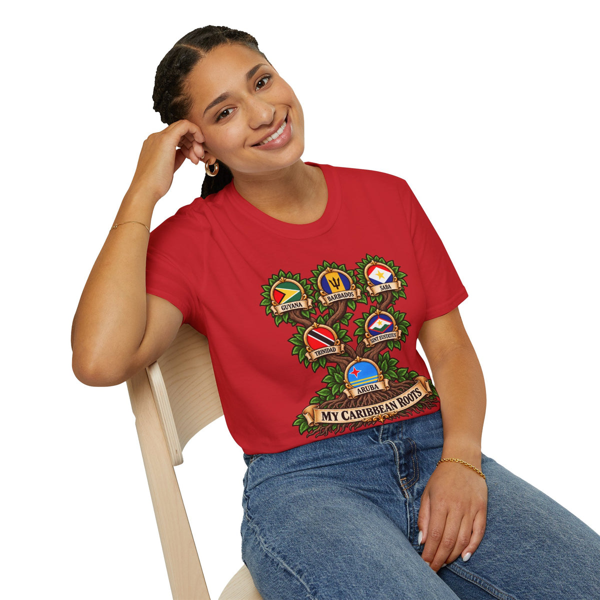 Personalized Family Roots T-Shirt — Custom Ancestry Tree With Flags
