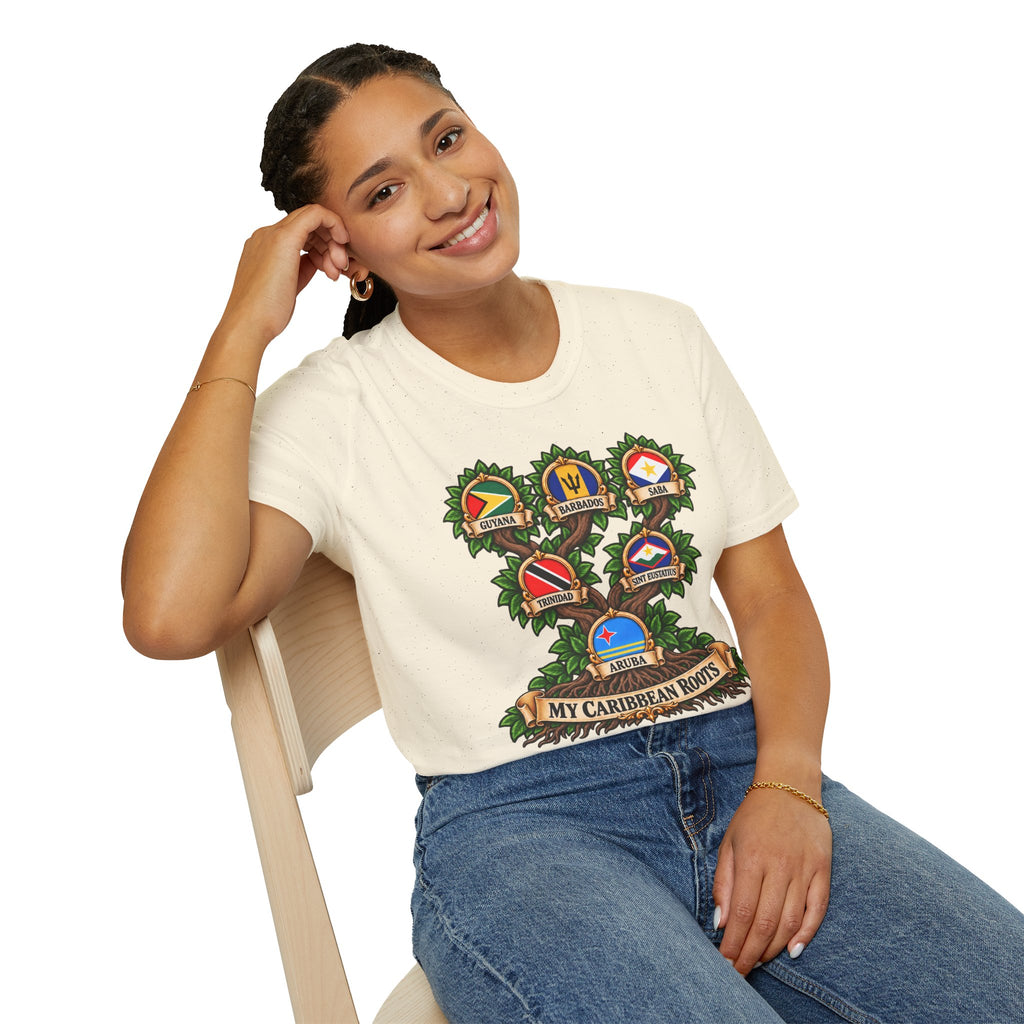 Personalized Family Roots T-Shirt — Custom Ancestry Tree With Flags