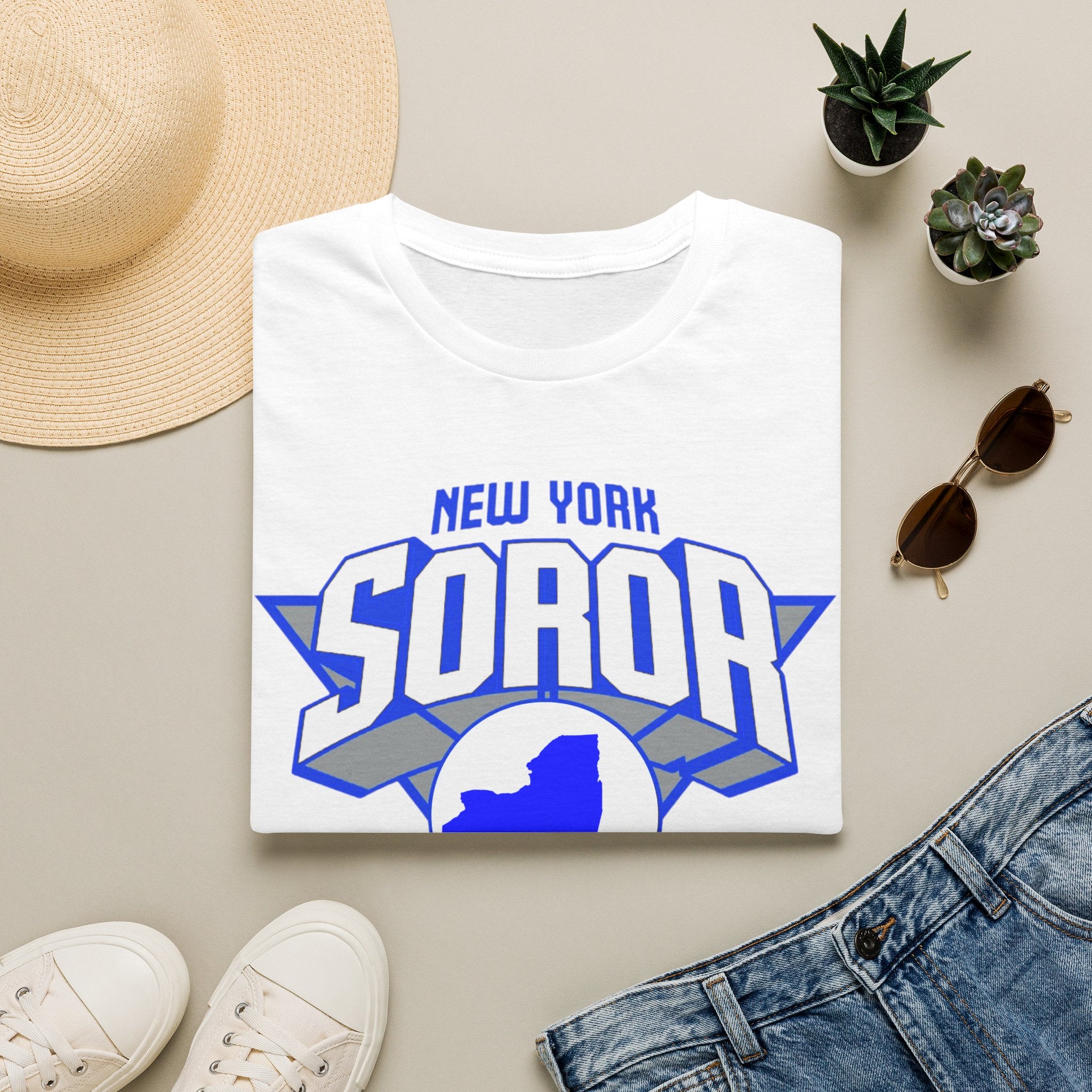 New York Soror B-Ball Themed T-Shirt (Blue and White)
