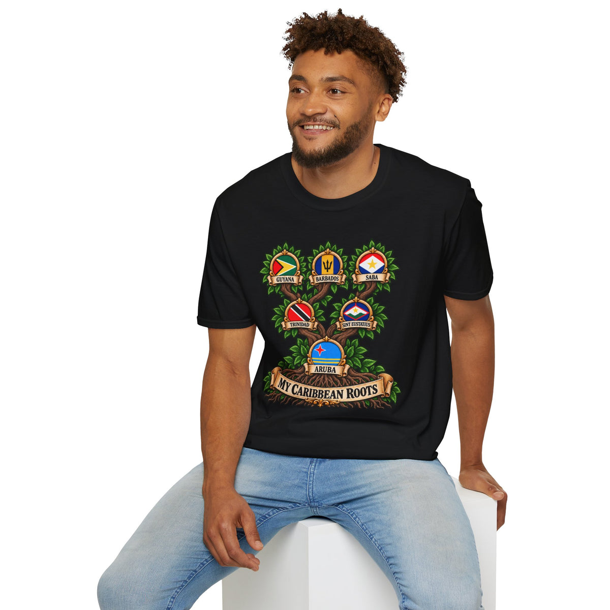 Personalized Family Roots T-Shirt — Custom Ancestry Tree With Flags