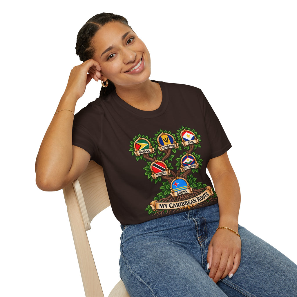 Personalized Family Roots T-Shirt — Custom Ancestry Tree With Flags