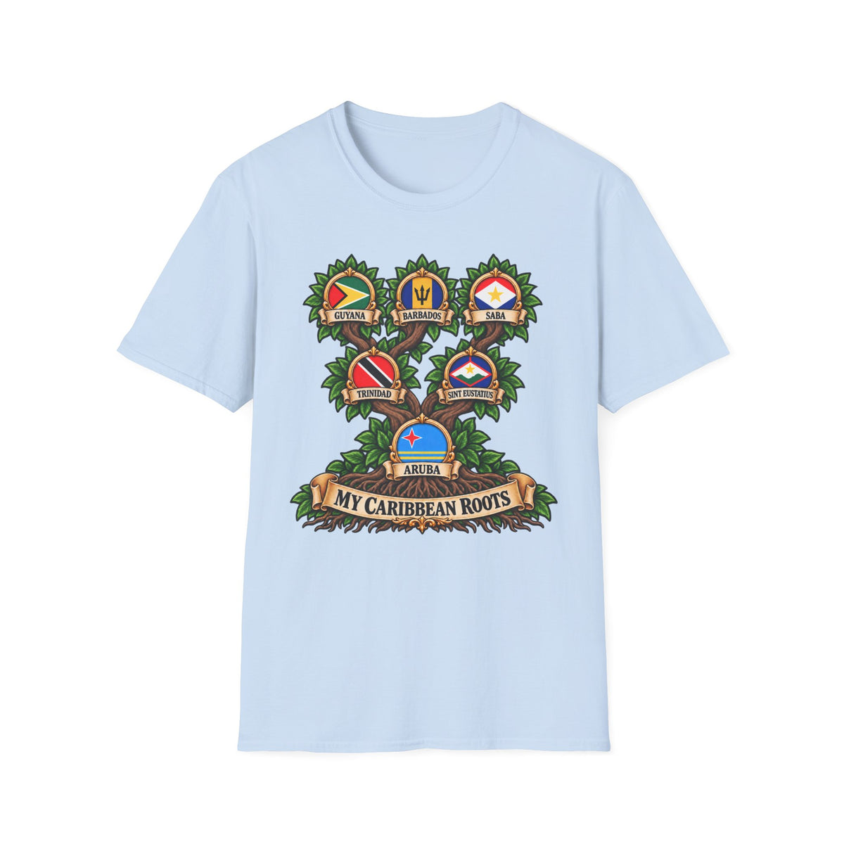 Personalized Family Roots T-Shirt — Custom Ancestry Tree With Flags