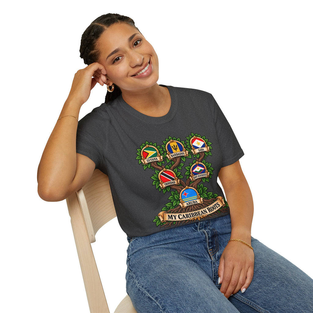 Personalized Family Roots T-Shirt — Custom Ancestry Tree With Flags