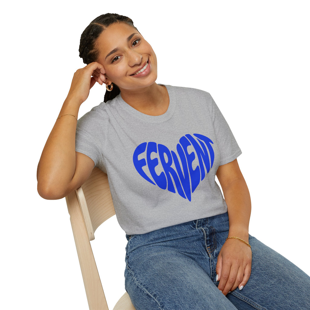 Fervent Heart T-Shirt — Bold Blue Retro Typography Tee
