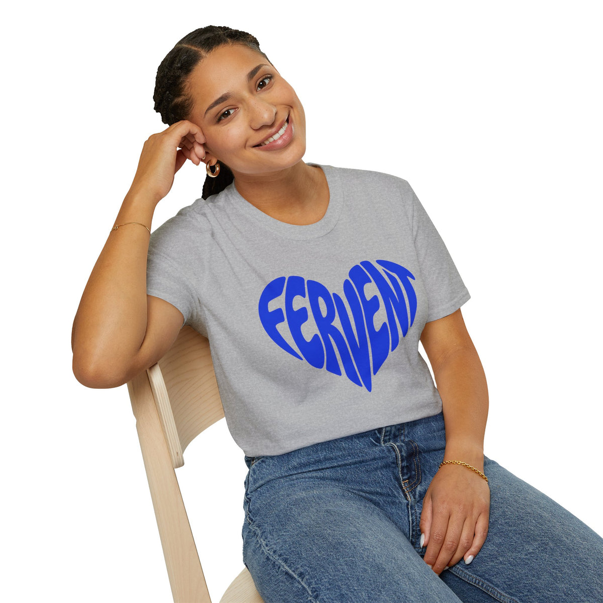 Fervent Heart T-Shirt — Bold Blue Retro Typography Tee