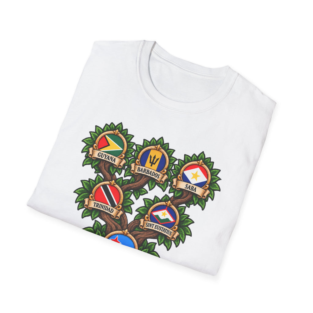 Personalized Family Roots T-Shirt — Custom Ancestry Tree With Flags