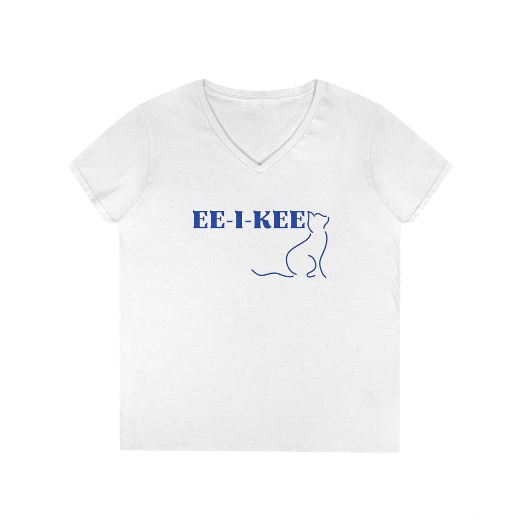 EE-I-KEE Cat V-Neck Tee — Minimalist Line Art Cat Shirt for Women