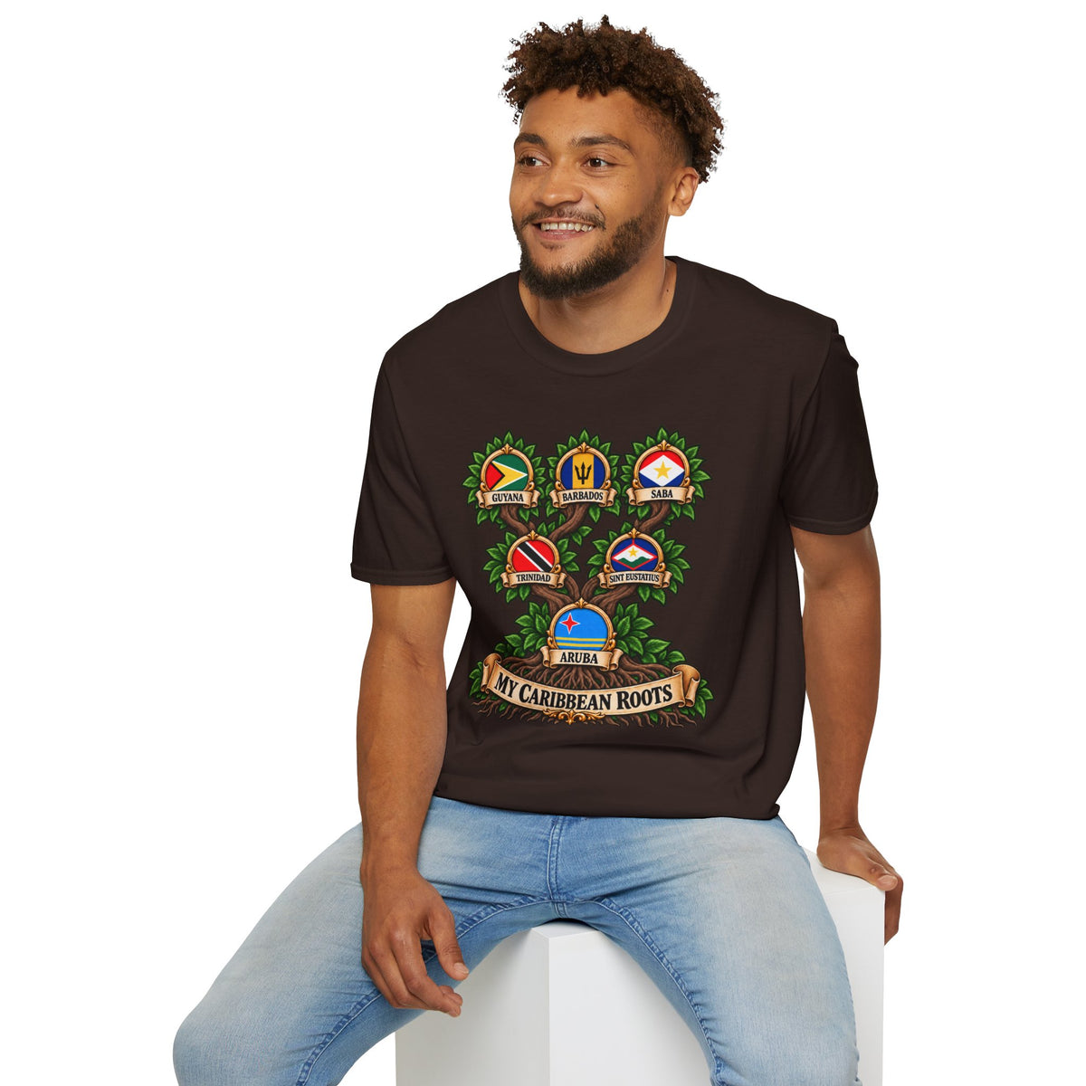 Personalized Family Roots T-Shirt — Custom Ancestry Tree With Flags