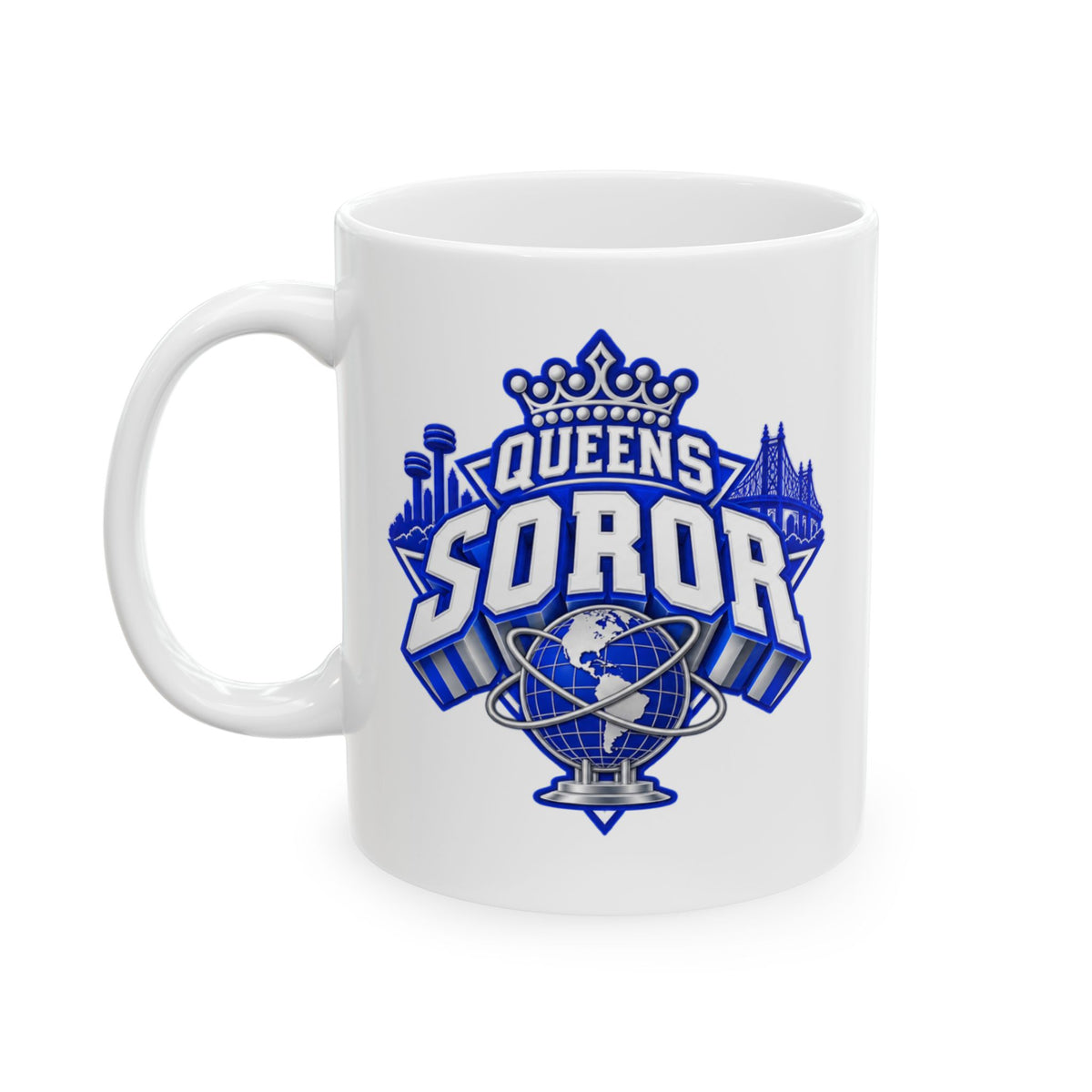 Ceramic Mug — Queens Soror (Blue & White) Coffee Cup (11oz & 15oz)