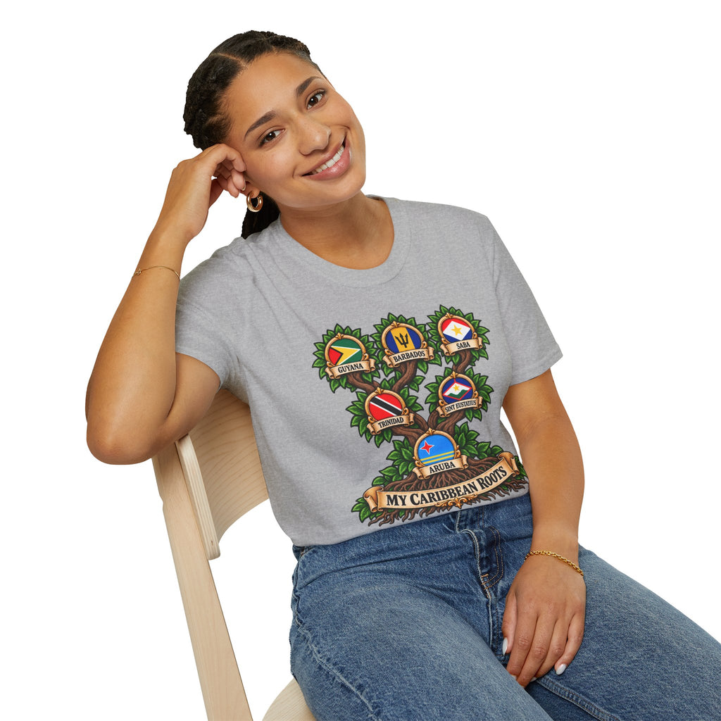 Personalized Family Roots T-Shirt — Custom Ancestry Tree With Flags