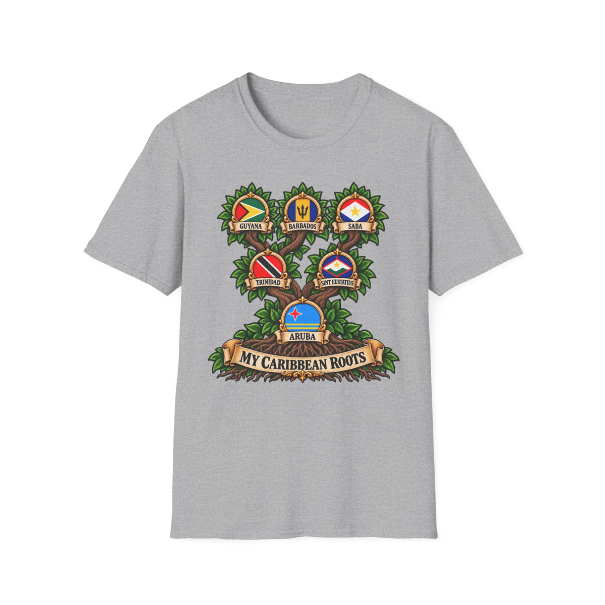Personalized Family Roots T-Shirt — Custom Ancestry Tree With Flags