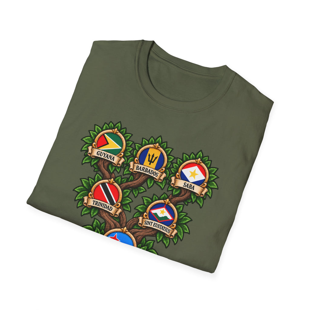 Personalized Family Roots T-Shirt — Custom Ancestry Tree With Flags