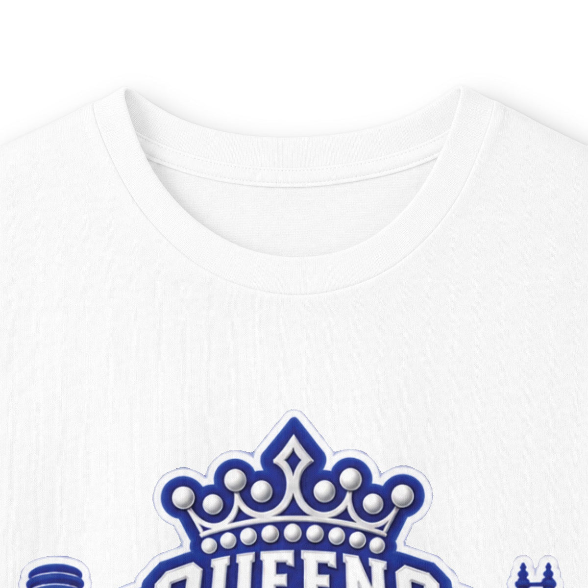 Queens Soror Long Sleeve Tee — Blue and White Crown Design