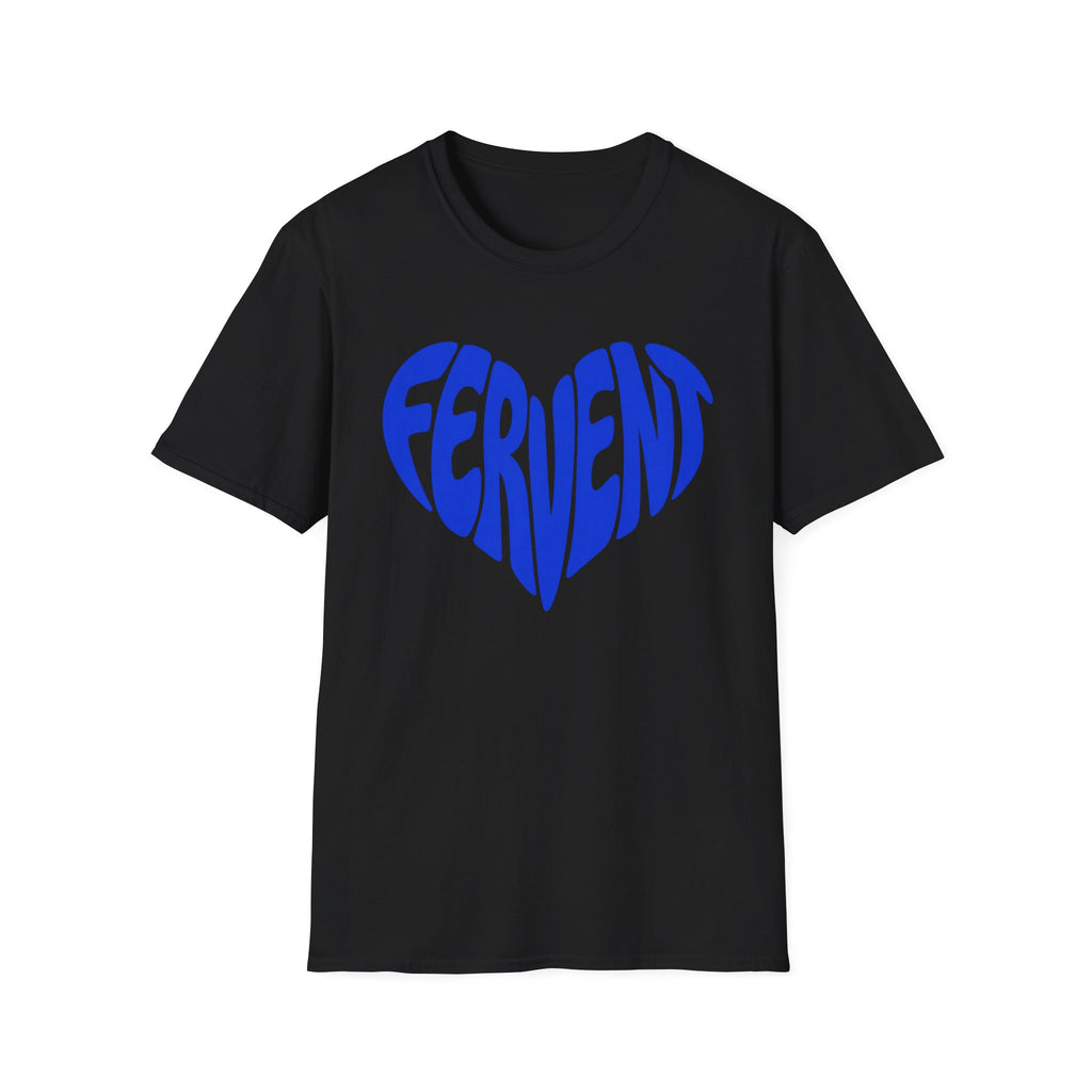 Fervent Heart T-Shirt — Bold Blue Retro Typography Tee