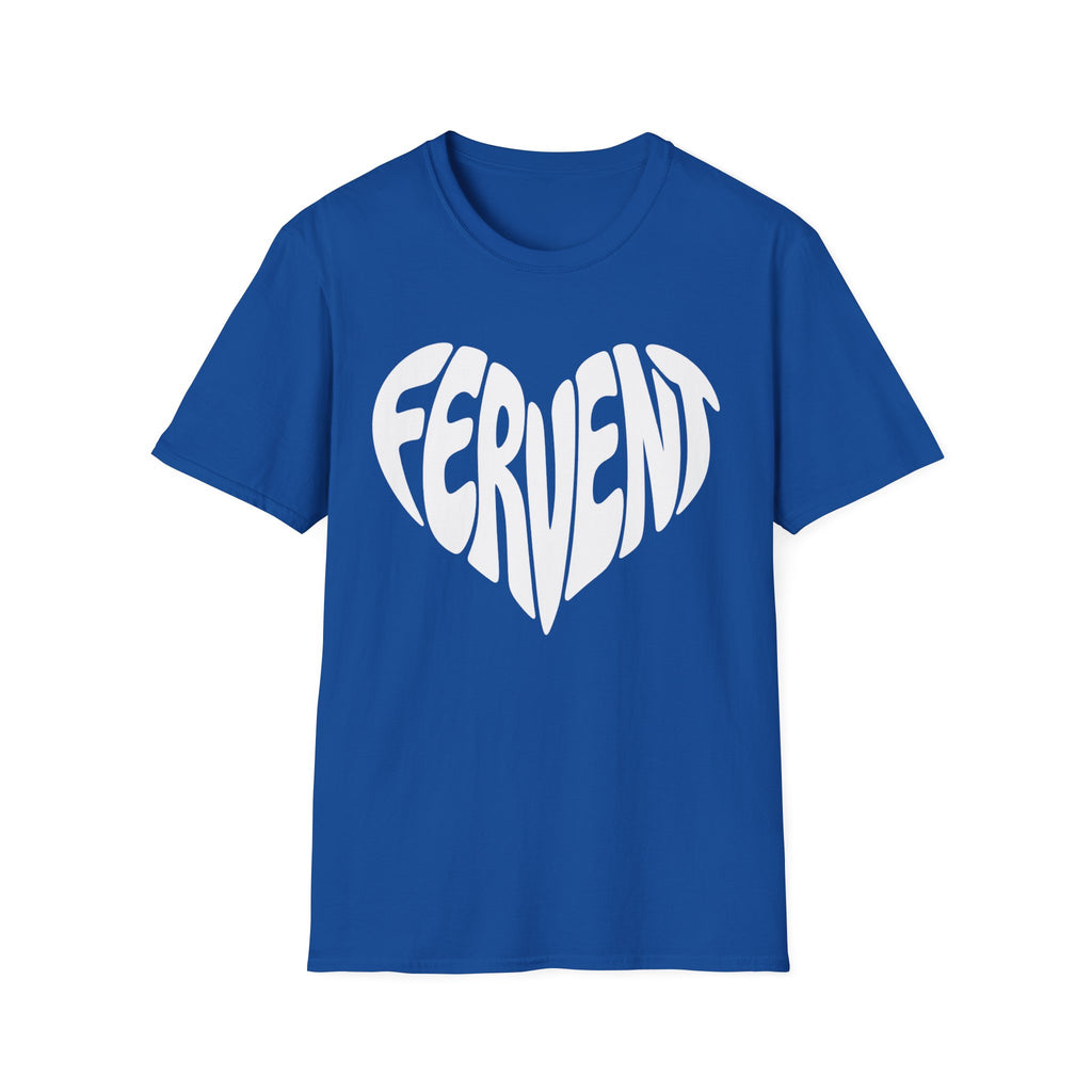 Fervent Heart T-Shirt — Bold Blue Retro Typography Tee