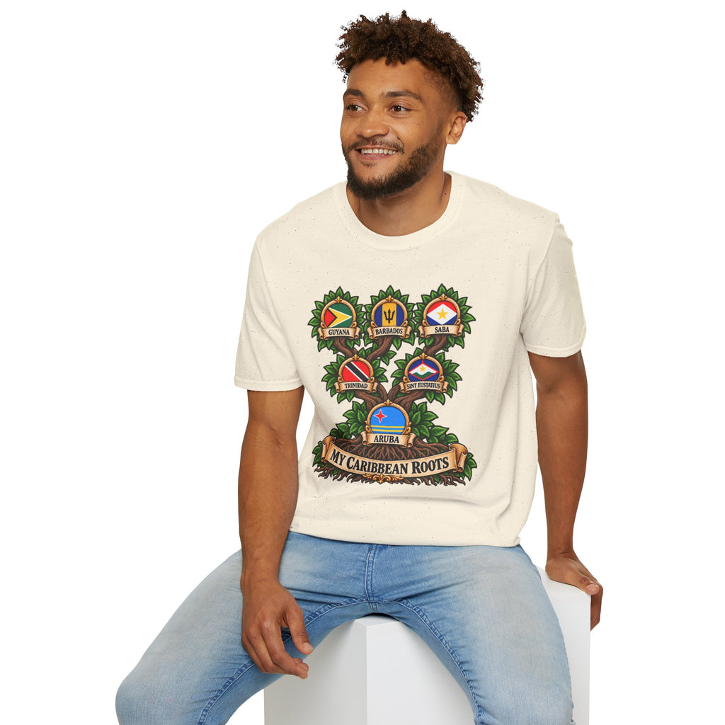 Personalized Family Roots T-Shirt — Custom Ancestry Tree With Flags