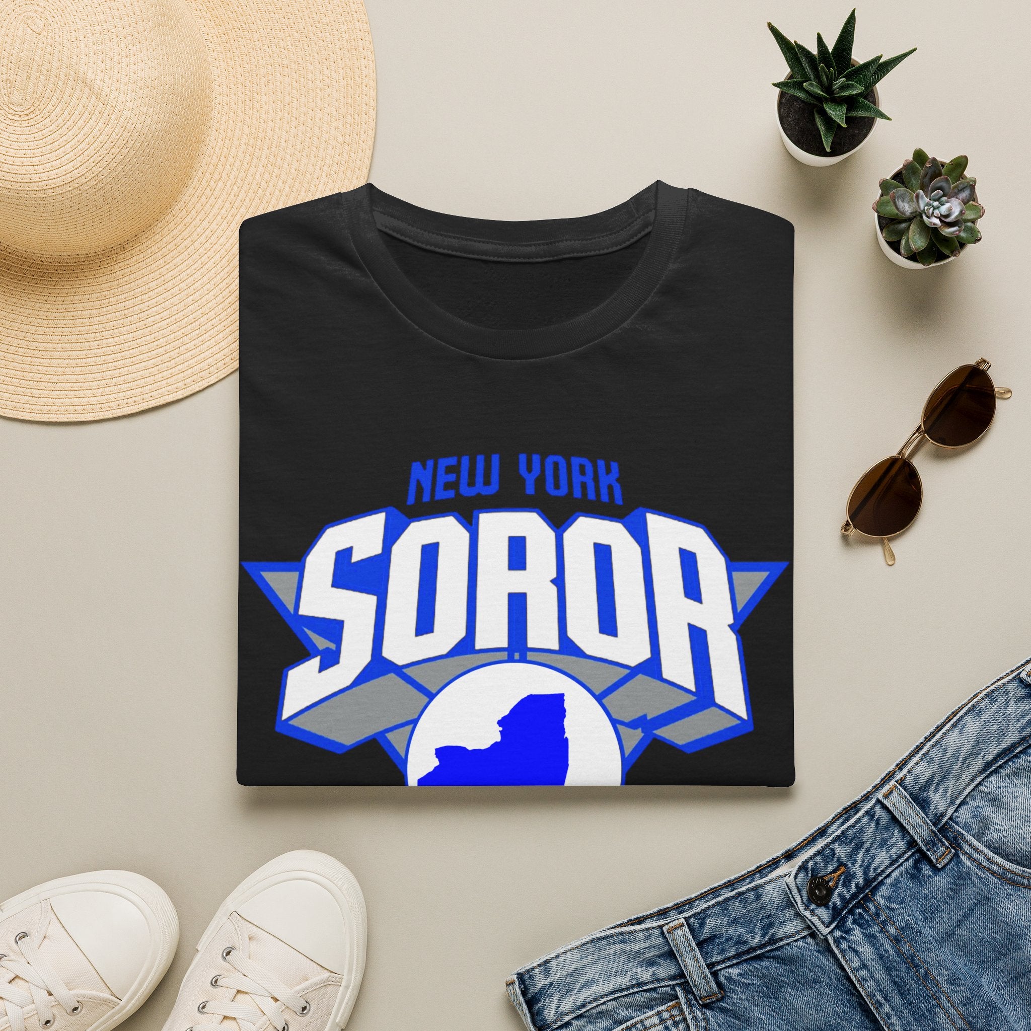 New York Soror B-Ball Themed T-Shirt (Blue and White)